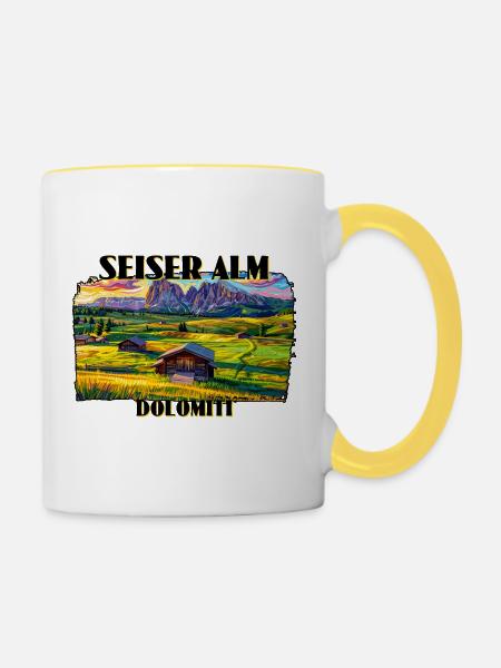 Seiser Alm - Tasse zweifarbig - Weiß/Gelb