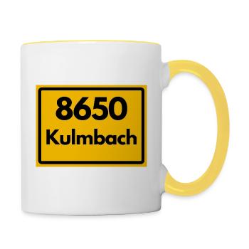 OLD POSTCODE ZIP CODE 8650 KULMBACH HEIMATSTOLZ - Contrasting Mug - white/yellow - Right