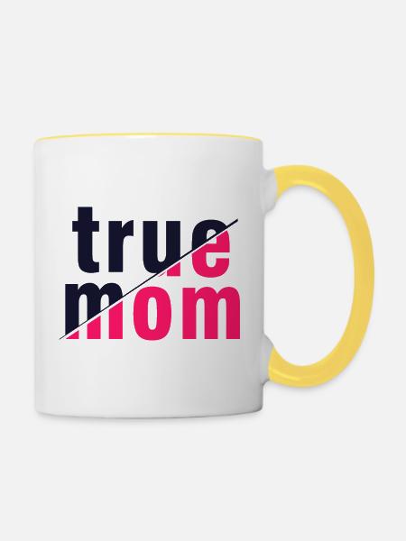 Wahre Mama Mutter Liebe Authentizitätskunst - Tasse zweifarbig - Weiß/Gelb