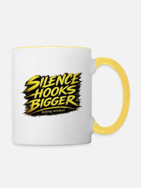 Silence Hooks – Bigger Angel-Mindset-Design - Tasse zweifarbig - Weiß/Gelb