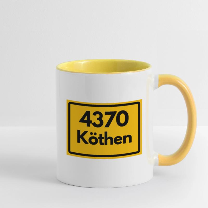 OLD POSTCODE ZIP CODE 4370 KÖTHEN HEIMATSTOLZ Contrasting Mug