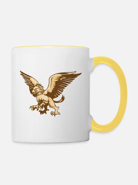 Greif Rostock - Tasse zweifarbig - Weiß/Gelb