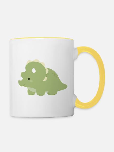 Smaragd-Triceratops-Zauber - Tasse zweifarbig - Weiß/Gelb
