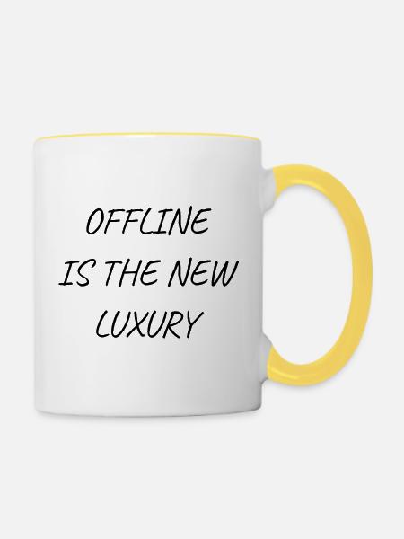 offline is luxus - Tasse zweifarbig - Weiß/Gelb