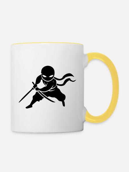 Ninja Samurai - Tasse zweifarbig - Weiß/Gelb