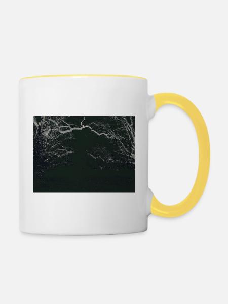 Nachtwald Spiegelbild - Tasse zweifarbig - Weiß/Gelb