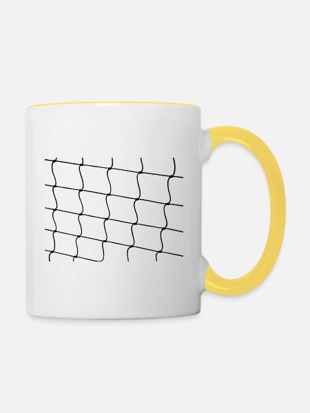 Netz aus Strick mit Knoten - Tasse zweifarbig - Weiß/Gelb