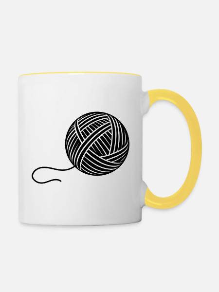 Wollknäuel - Tasse zweifarbig - Weiß/Gelb