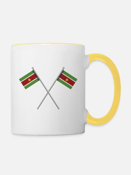 Surinam-Flagge - Tasse zweifarbig - Weiß/Gelb