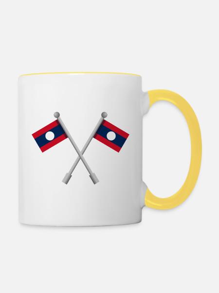 Laotische Flagge - Tasse zweifarbig - Weiß/Gelb