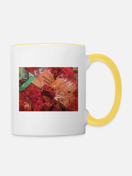 Safe Crash - Tasse zweifarbig - Weiß/Gelb