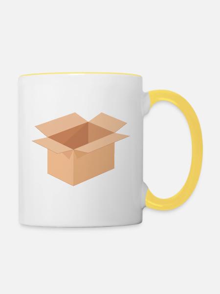 Offene Kartonillustration - Tasse zweifarbig - Weiß/Gelb