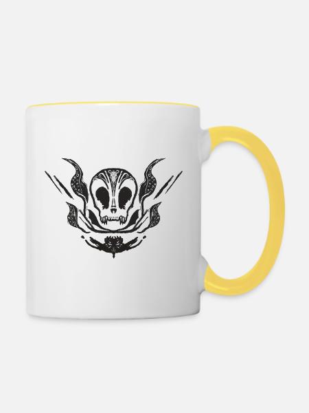 Gotischer Schädel mit Tentakeln - Tasse zweifarbig - Weiß/Gelb