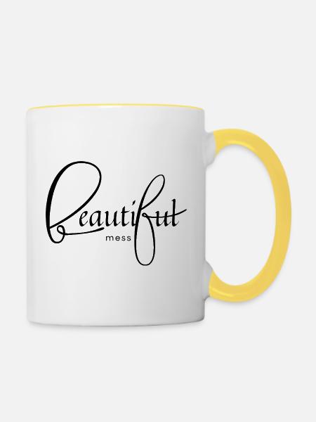 Bitte Design hochladen - Tasse zweifarbig - Weiß/Gelb