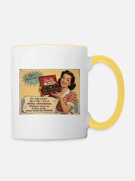 Die süße Ironie des Lebens - Tasse zweifarbig - Weiß/Gelb