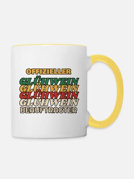 Offizieller Glühwein-Beauftragter - Retro - Tasse zweifarbig - Weiß/Gelb
