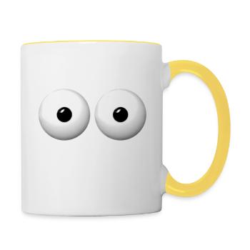 augen - Tasse zweifarbig - Weiß/Gelb - Rechts
