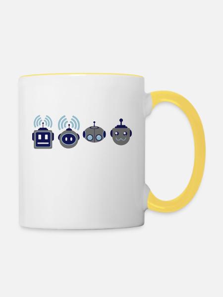 Die Roboter Geeks - Tasse zweifarbig - Weiß/Gelb