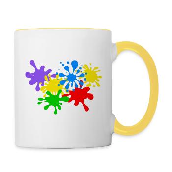 Splashes of paint blots paint splash painter artist - Contrasting Mug - white/yellow - Right