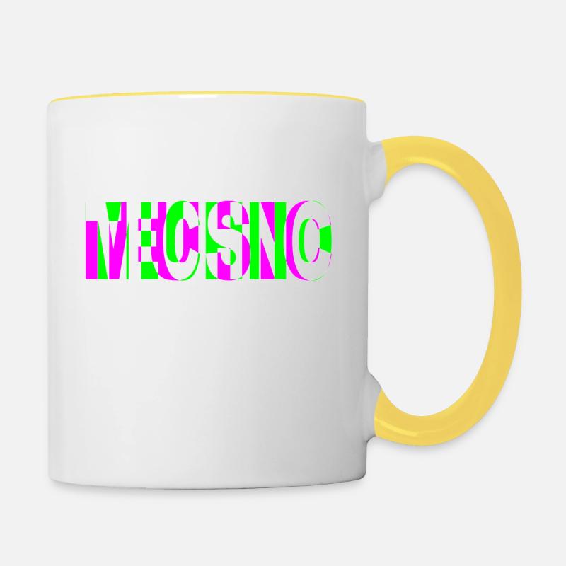 musique techno dj raver dubstep edm trance party - Mug contrasté - blanc/jaune