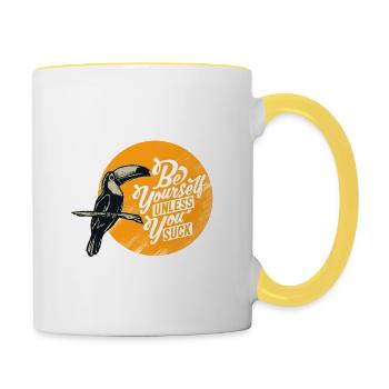 sei du selbst - Tasse zweifarbig - Weiß/Gelb - Rechts