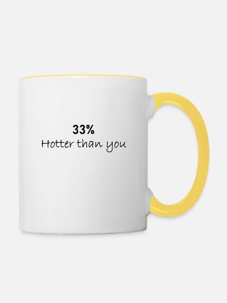 33 Prozent heißer - Tasse zweifarbig - Weiß/Gelb
