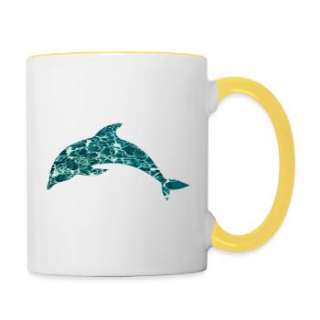 Delphin - Tasse zweifarbig - Weiß/Gelb - Rechts
