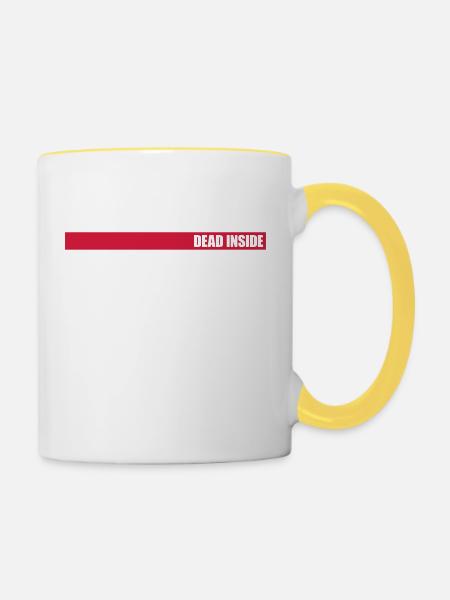 Balken Dead Inside - Tasse zweifarbig - Weiß/Gelb
