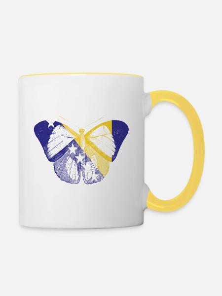 Schmetterling Bosna - Tasse zweifarbig - Weiß/Gelb
