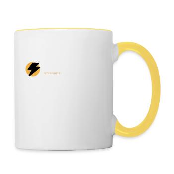 Wir lieben doch alle unseren Kastenwagen - Tasse zweifarbig - Weiß/Gelb - Rechts