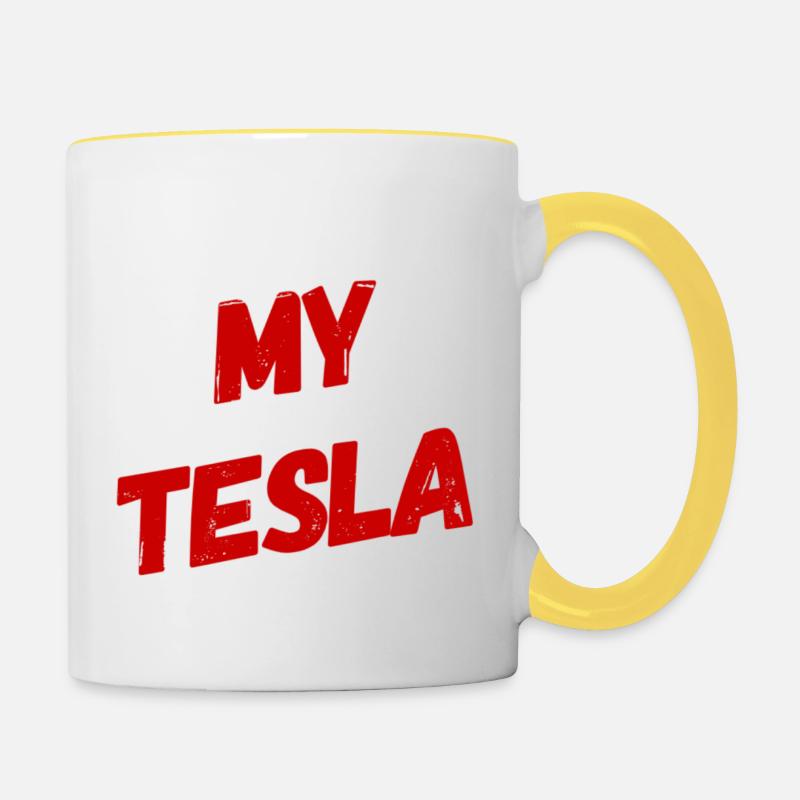 Ma Tesla - Mug contrasté - blanc/jaune
