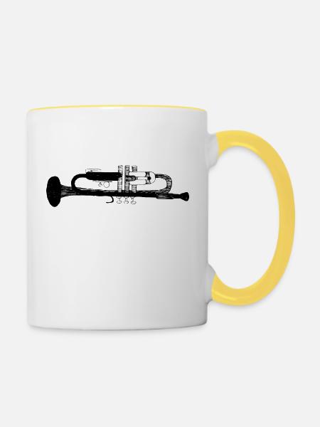 Trompete - Tasse zweifarbig - Weiß/Gelb