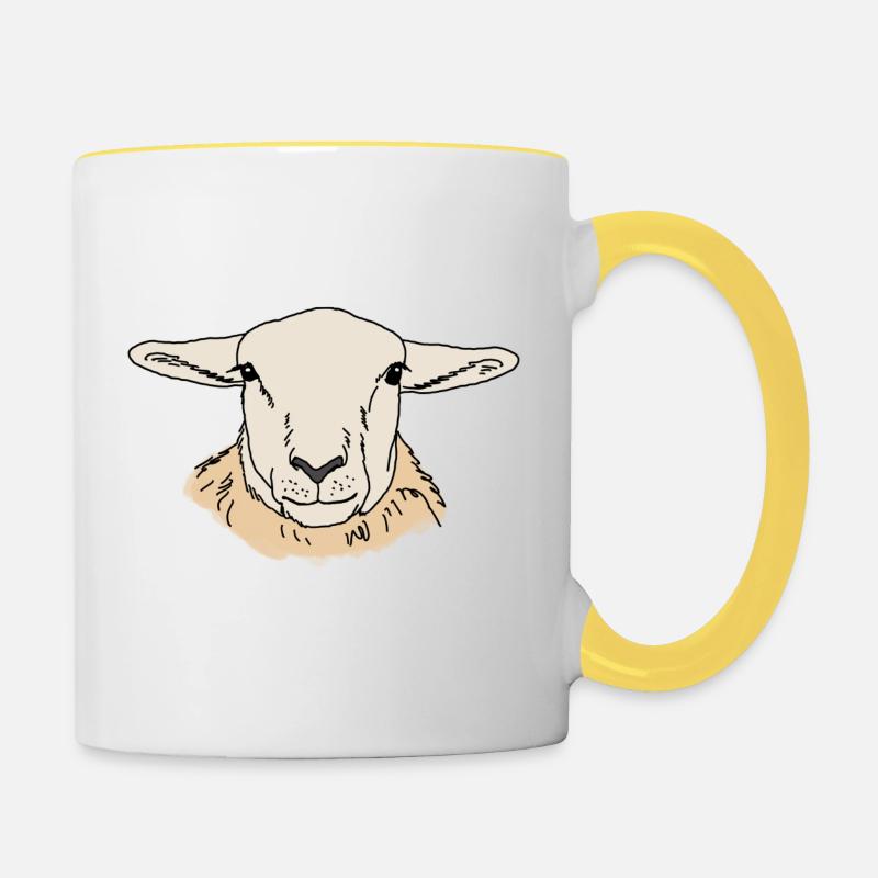Sheep head - Contrasting Mug - white/yellow