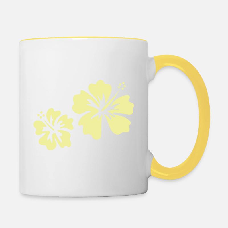 Hibiscus jaune - Mug contrasté - blanc/jaune