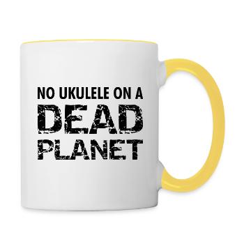 NO UKULELE ON A DEAD PLANET UKE Environmentalists - Contrasting Mug - white/yellow - Right