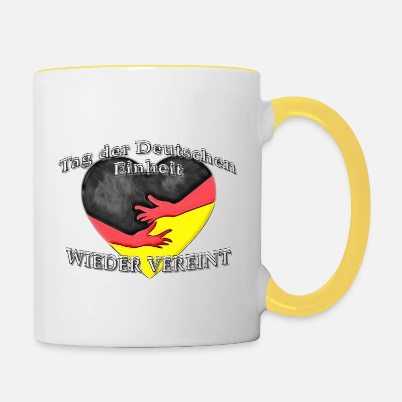 Tag der Deutschen Einheit - 3. Oktober - Mauerfall - Tasse zweifarbig - Weiß/Gelb