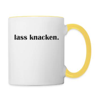 Lass knacken - Tasse zweifarbig - Weiß/Gelb - Rechts