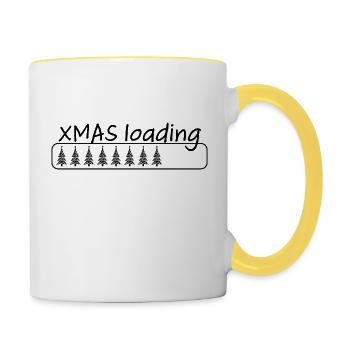 Chargement de Noël - Bientôt c’est Noël - Mug contrasté - blanc/jaune - Droite