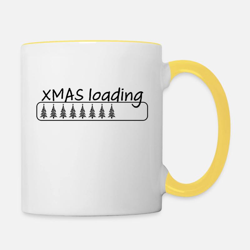 Xmas loading - Bald ist es Weihnachten - Tasse zweifarbig - Weiß/Gelb
