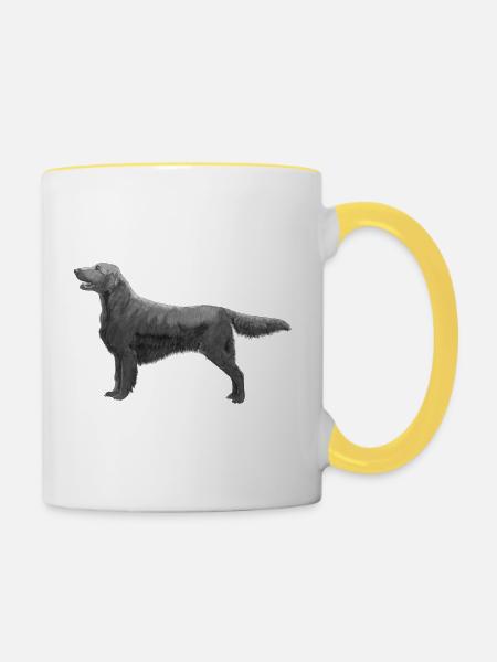 Flatcoated Retriever - Tasse zweifarbig - Weiß/Gelb