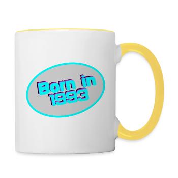 Né en 1993 - Mug contrasté - blanc/jaune - Droite