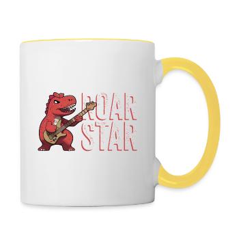 Rock star des dinosaures. - Mug contrasté - blanc/jaune - Droite
