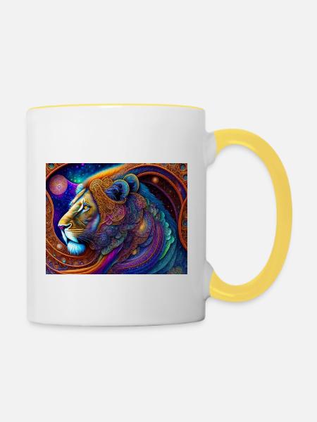 Löwe - Tasse zweifarbig - Weiß/Gelb