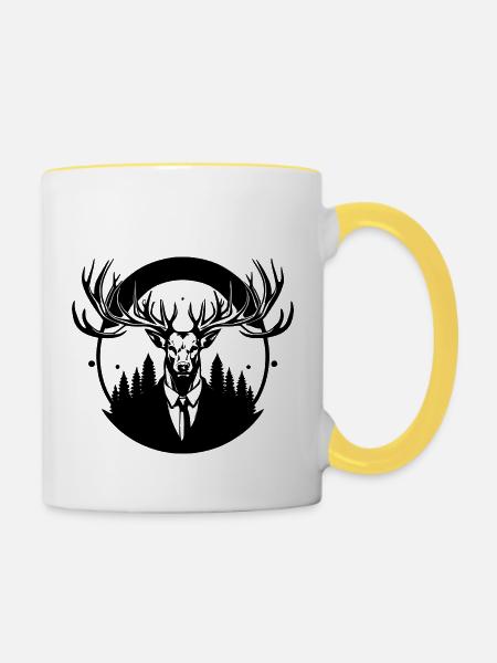 boss hirsch - Tasse zweifarbig - Weiß/Gelb