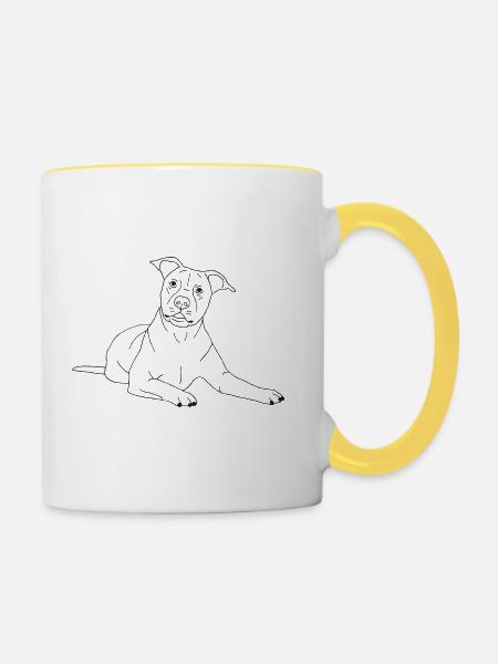American Staffordshire Terrier - Tasse zweifarbig - Weiß/Gelb