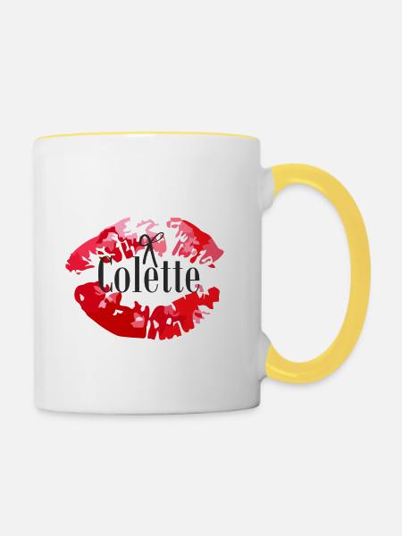 Colette Kiss - Tasse zweifarbig - Weiß/Gelb