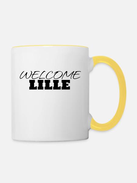 Bienvenue Lille - Tasse zweifarbig - Weiß/Gelb