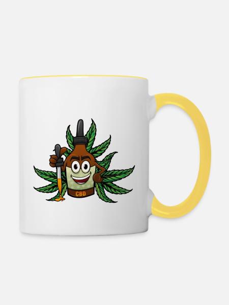 Plantesta Logo und Maskottchen - Tasse zweifarbig - Weiß/Gelb