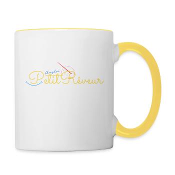 Black Modern Elegant Sewing Studio Logo 2 - Mug contrasté - blanc/jaune - Droite