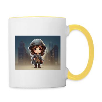 girl with hat - Contrasting Mug - white/yellow - Right